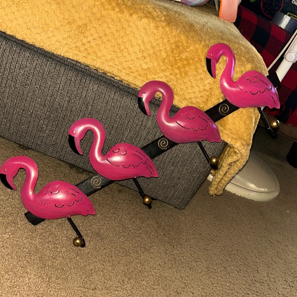 Pink flamingo, coat hanger